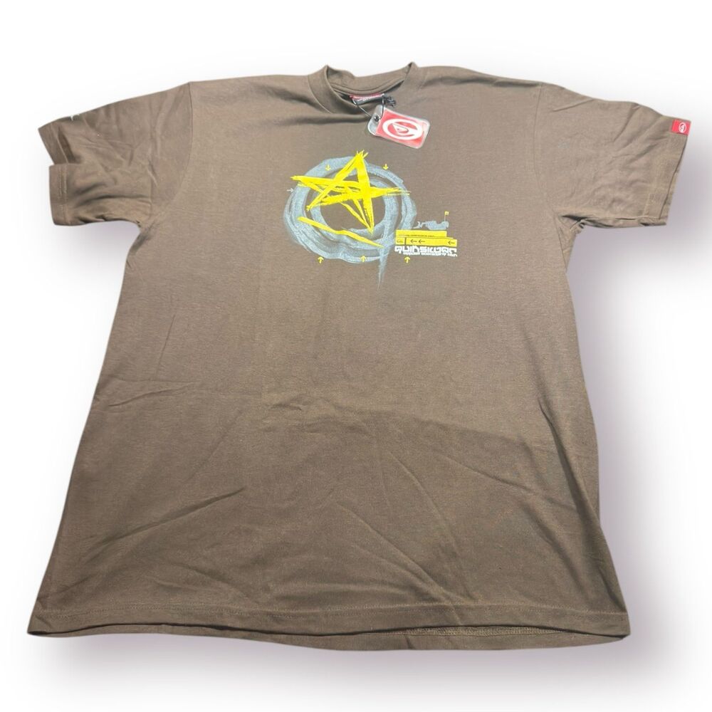 Quiksilver‎ Graphic T-Shirt Size Large Brown Shirt Retro 100% Cotton Skater VTG